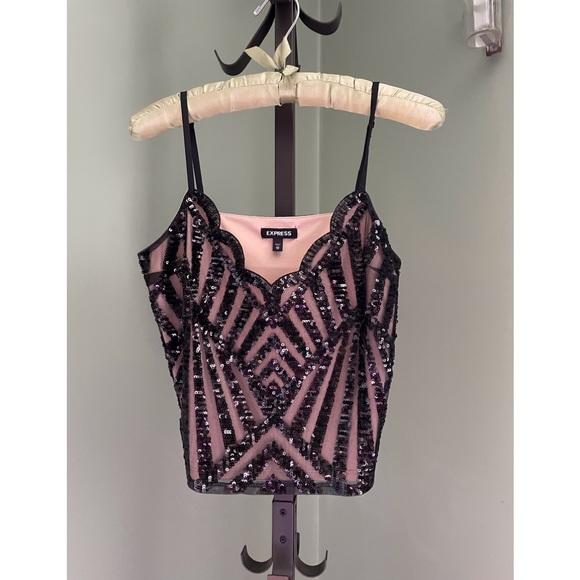 Express Black Sequin Camisole - Picture 1 of 4